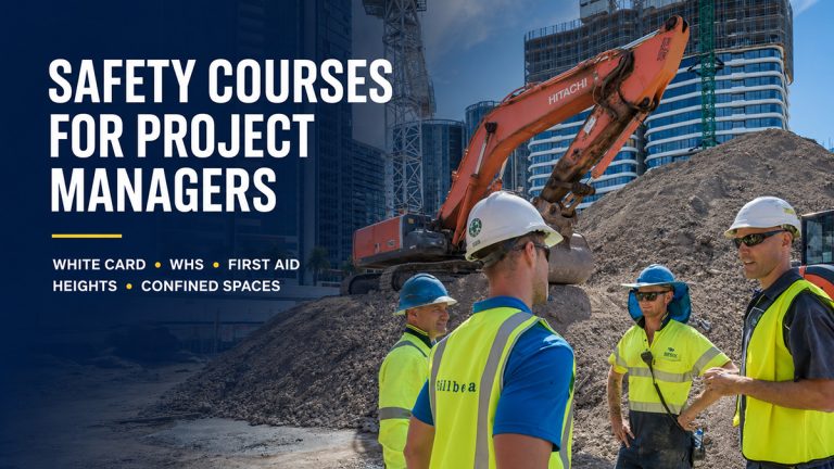 Construction project managers on site with key safety course types