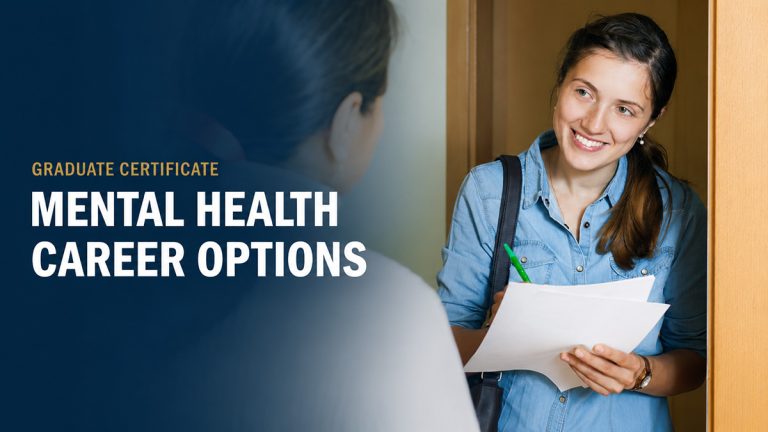 Graduate Certificate in Mental Health career options featuring a professional meeting with a client