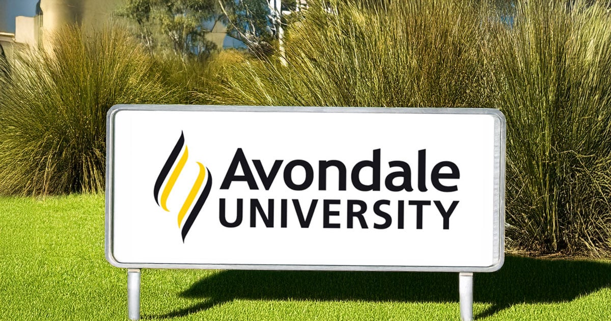 Avondale University campus sign