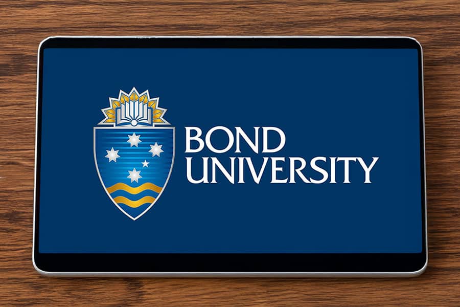 Bond University logo on tablet