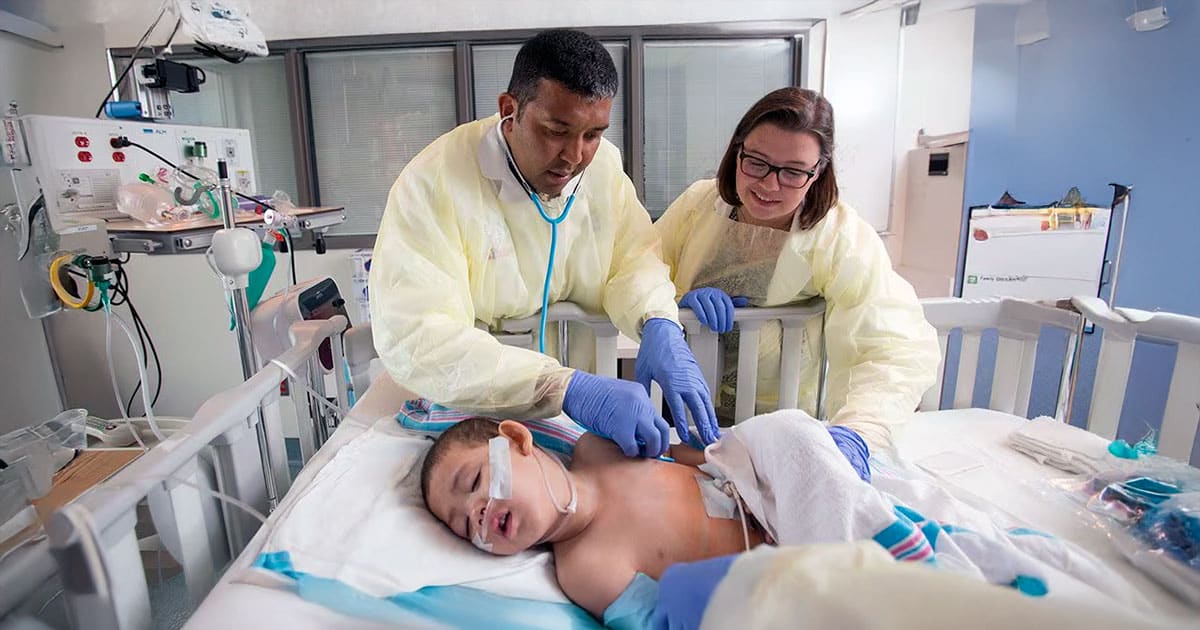 Boy being monitored in ICU