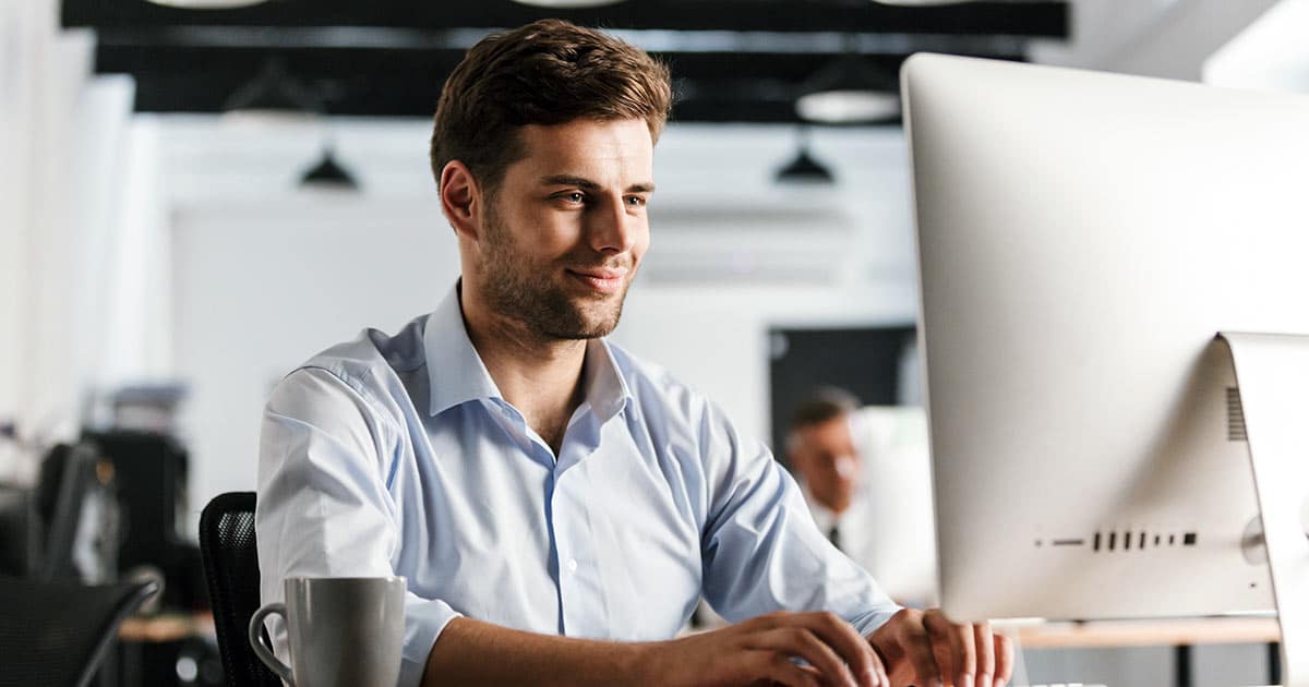 Man in office working at computer