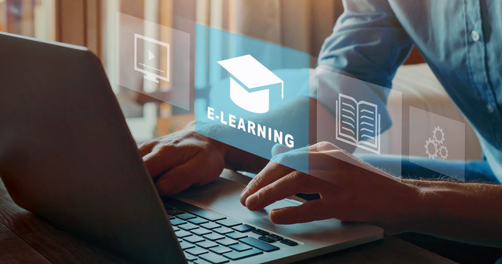 e-learning online learning on a laptop