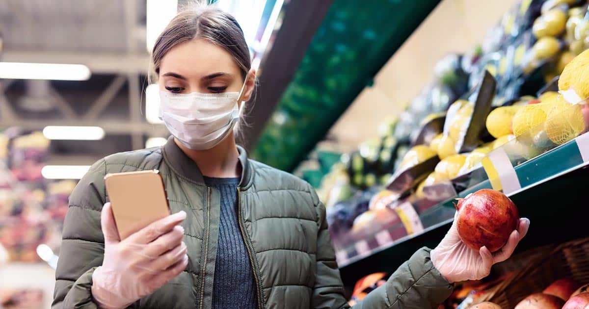Woman shopping with mask on
