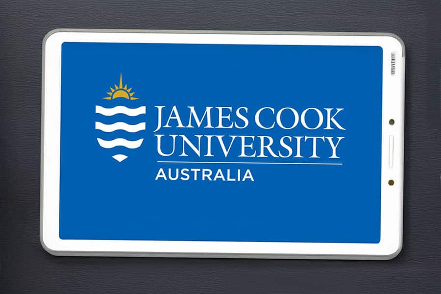 James Cook University logo on tablet