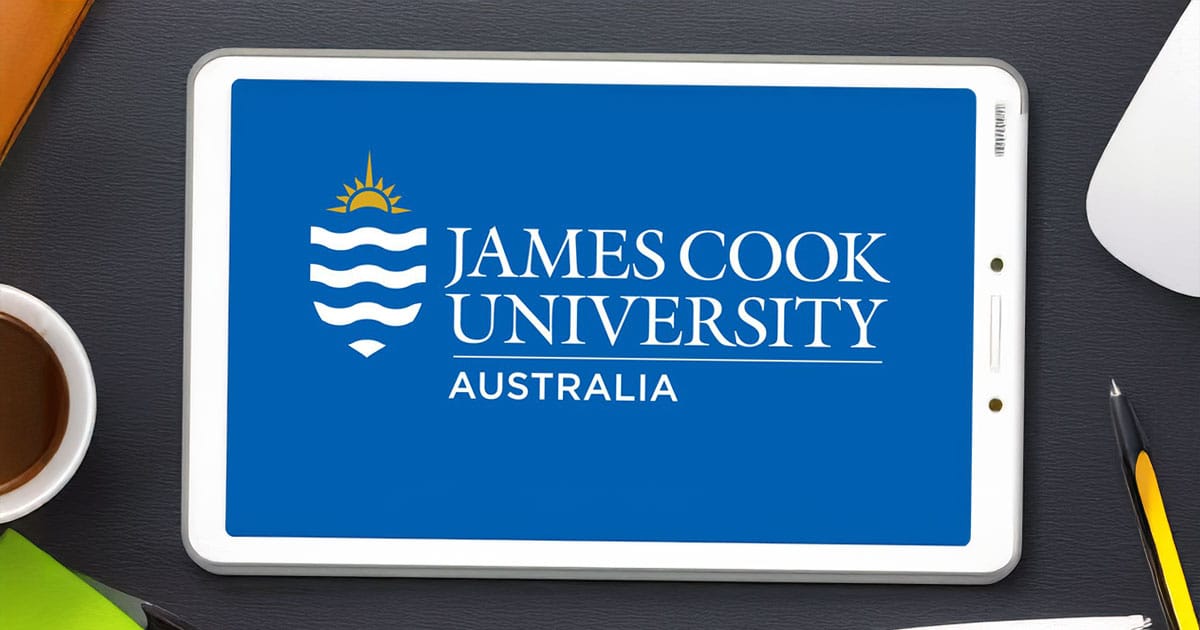 James Cook University logo on tablet