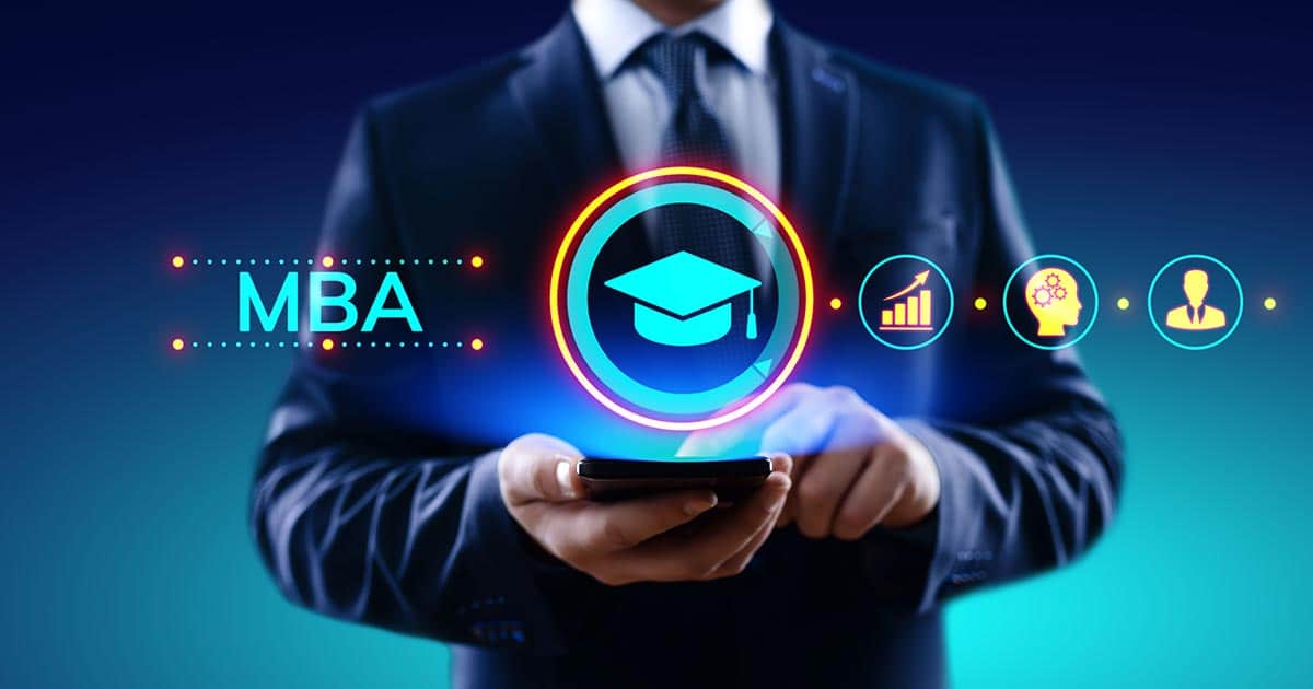Businessman with MBA graphics