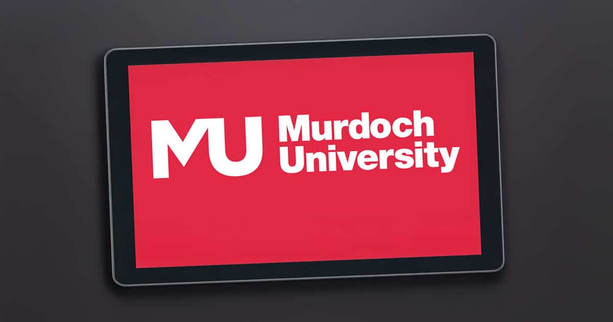 Murdoch University logo on computer tablet