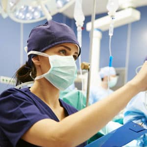 Nurse working in operating theatre