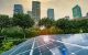 Solar panels in a green urban area