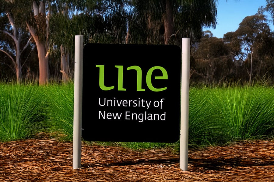 University of New England campus sign