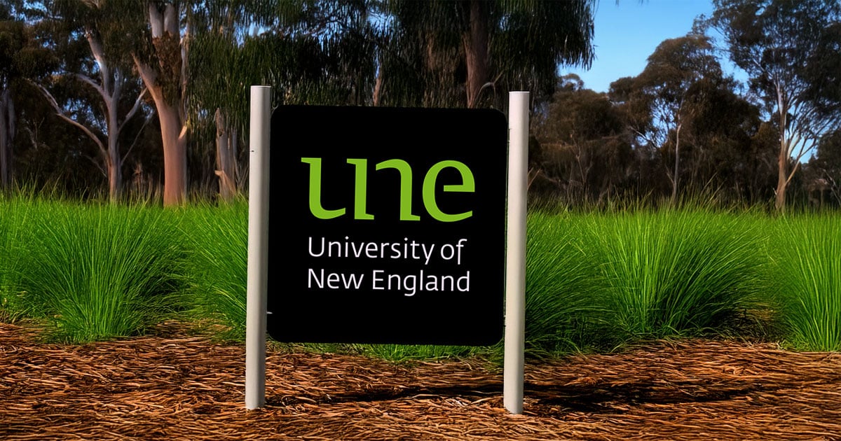 University of New England campus sign