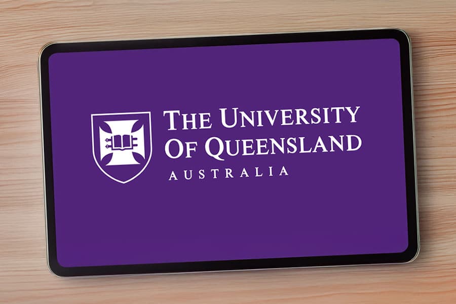 University of Queensland logo on tablet