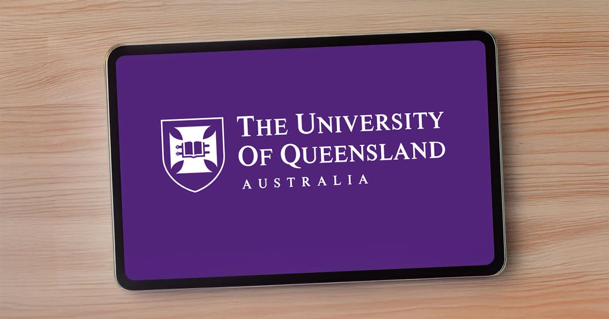 University of Queensland logo on tablet