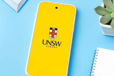 UNW Sydney logo on phone