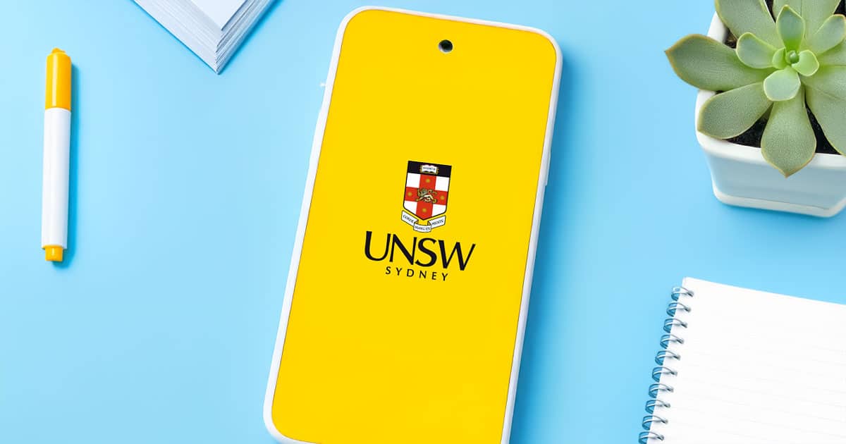 UNSW Sydney logo on phone