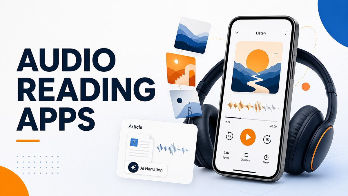 Audio reading apps for audiobooks and AI-narrated articles