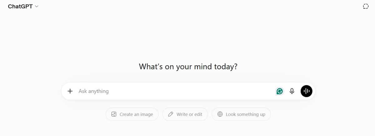 ChatGPT homepage showing the prompt box for student writing help