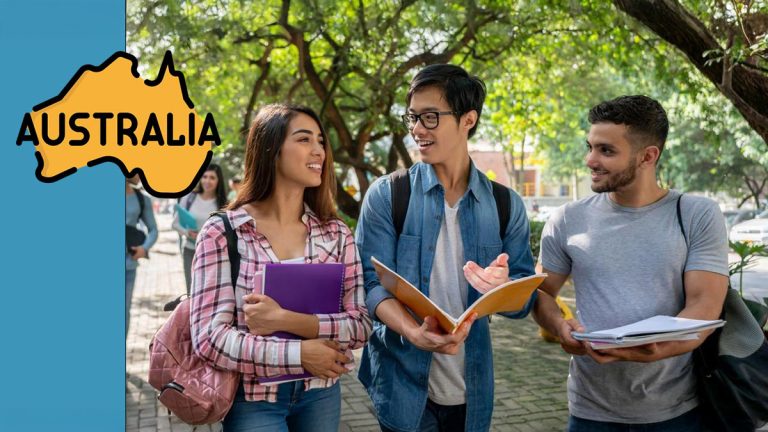 International students on campus in Australia