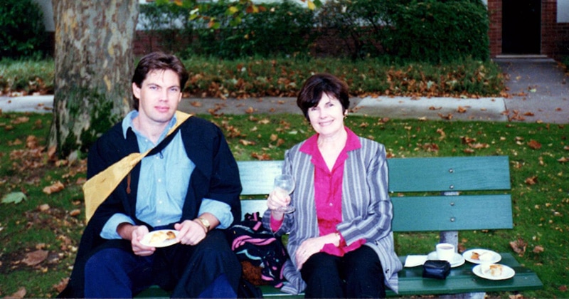 Andrew Lancaster and Judy Lancaster at graduation with a Masters from the Australian National University (ANU)