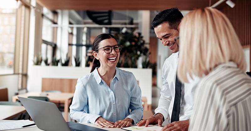 Business people smiling