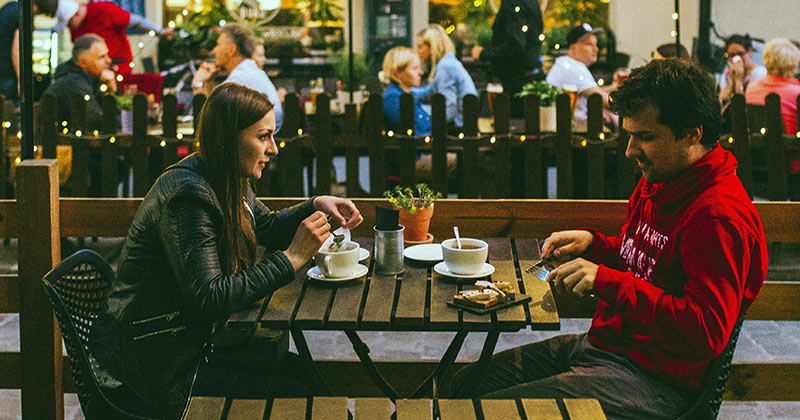 Couple dining out