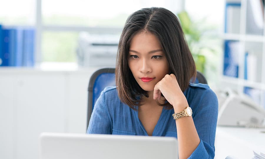 Successful online student concentrating on her studies