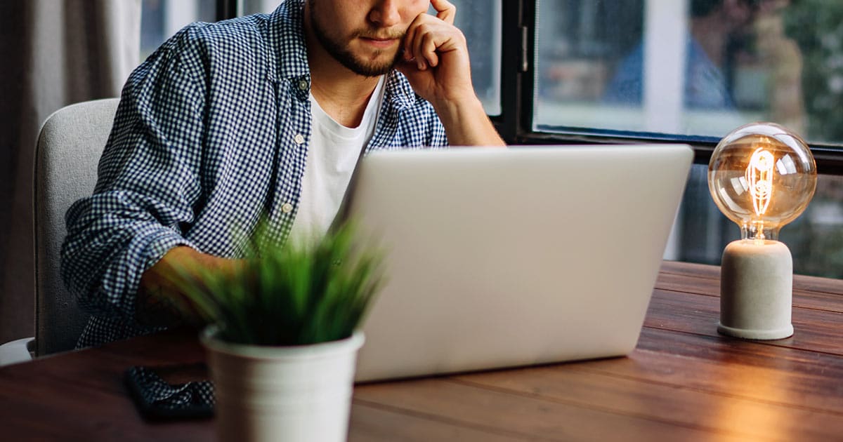 Man studying on laptop