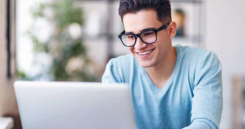 Online student smiling