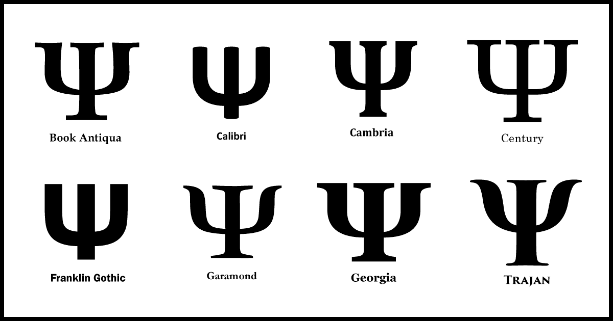 Psychology Symbol Psi Different Fonts 