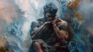 Strong man contemplating